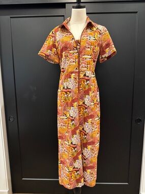 Lucy & Yak L.E. Ragan Cotton Jumpsuit collab w Caroline Clark UK12/US 8 NEW Rare